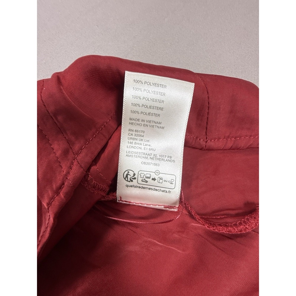 Free People Top Womens Medium Red Black Long Sleeve Evening Satin Open Tie Back - Picture 11 of 11
